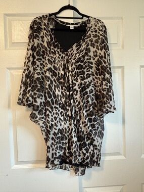 Diane Von Furstenberg Leopard Print Mini Dress in Brown and Black